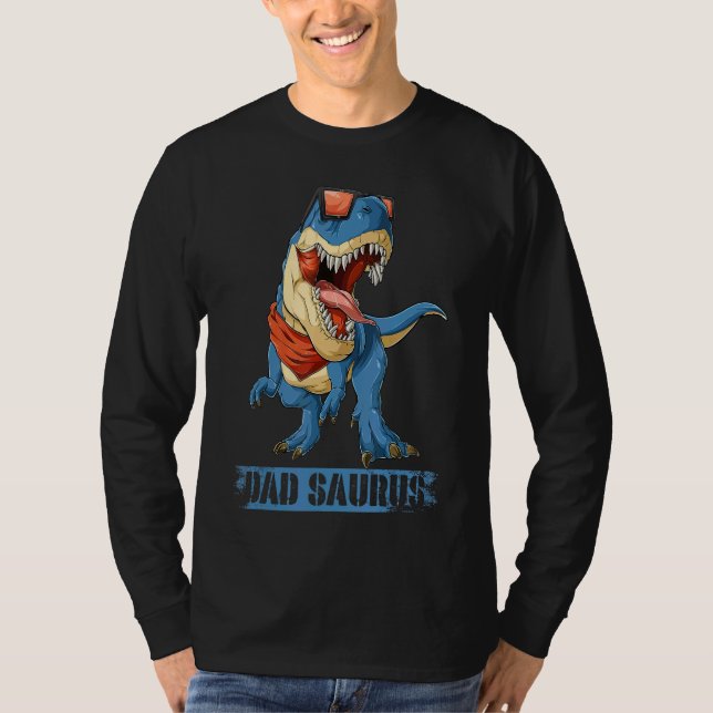 Camiseta Pai Saurus Rex Dinosaur Men Dia de os pais Stepdad (Frente)