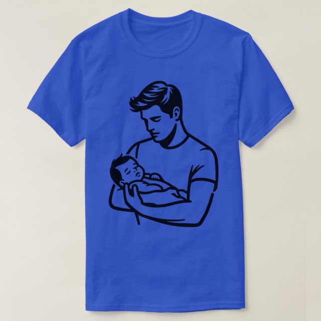 Camiseta Pai Segurando Bebê Dormindo (Frente do Design)