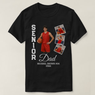 Camiseta Pai Sênior Colagem de Fotos Personalizadas Nome Nú