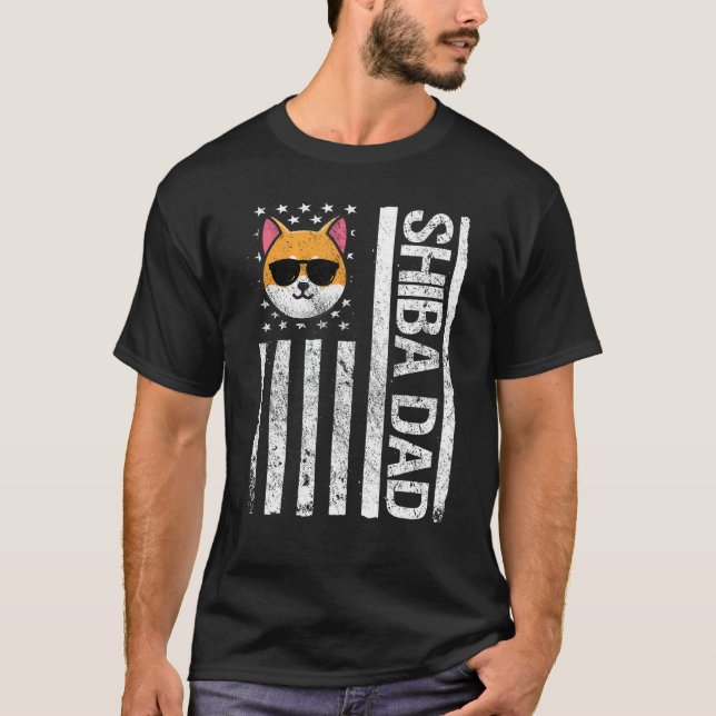 Camiseta Pai Shiba American Flag Shiba Inu Proprietário Pet (Frente)