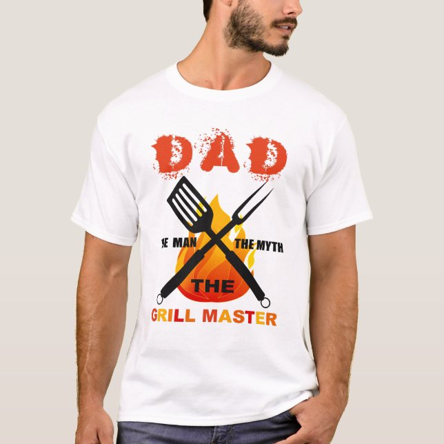 Camiseta Pai Shirt, O Homem O Mito O Mestre De Grill (Frente)