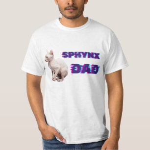 Camiseta Pai Sphynx Glitch Cyberpunk Amante de Gato Sem Pel