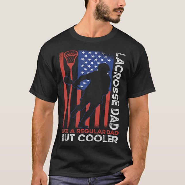 Camiseta Pai Stick American Flag Lacrosse Player (Frente)