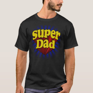 Camiseta Pai super, super-herói vermelho/amarelo/azul
