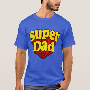 Camiseta Pai super, super-herói vermelho/amarelo/dia dos