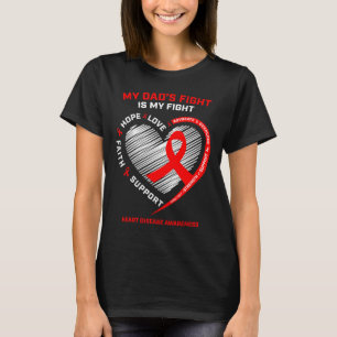 Camiseta Pai Suporta Meu Pai Veste Doença do Coração Vermel