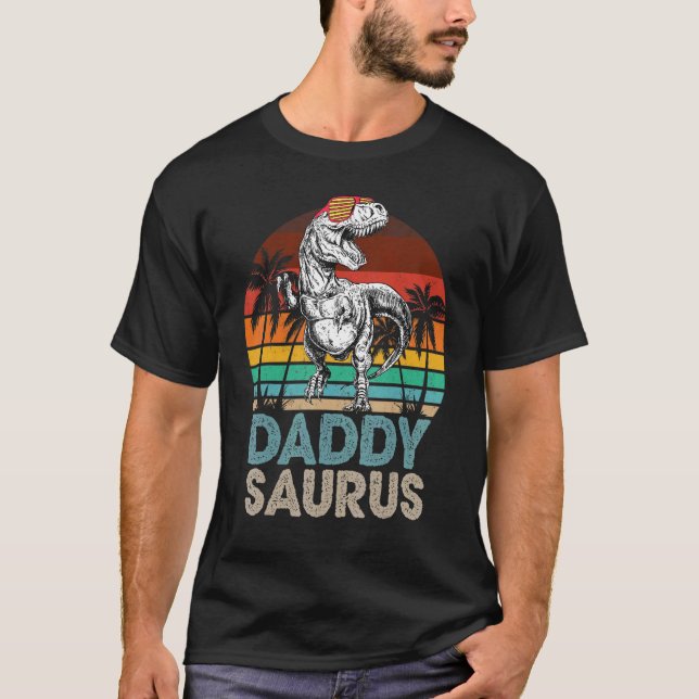 Camiseta Pai Surus Rex Dinossaur Matando Família Retro Vi (Frente)
