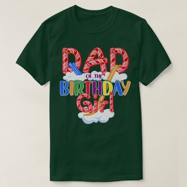 Camiseta Pai Tema Candy da Rapariga de Aniversário132 (Frente do Design)