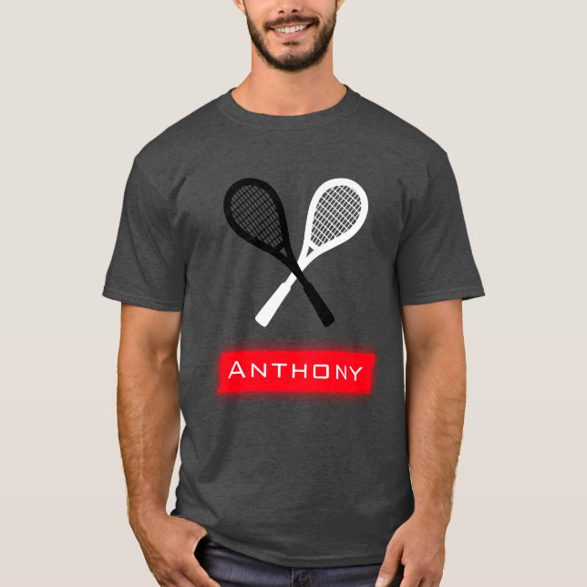 Camiseta Pai Tênis de Rackets Pretos e Brancos Personalizad (Frente)