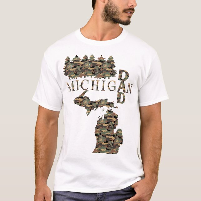 Camiseta Pai Treebark Michigan | Presente de Dia de os pais (Frente)