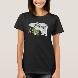 Camiseta Pai Urso Autismo Fita de Conscientização do Autism
