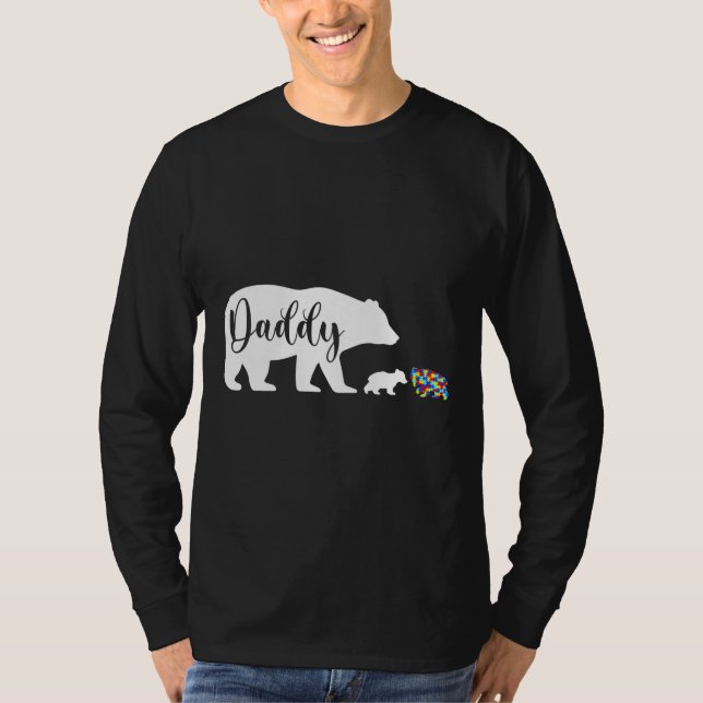 Camiseta Pai Urso Autismo Sensibilização Amor Suporte Famíl (Frente)