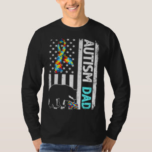 Camiseta Pai Urso Autista de Bandeira Americana Incomodada