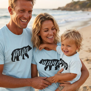 Camiseta Pai Urso Azul Gelo Conjuntos Família