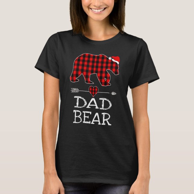 Camiseta Pai Urso Buffalo Papais noeis de Xadrez Seta Famíl (Frente)