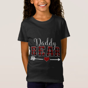 Camiseta Pai Urso Buffalo Xadrez Seta Cardíaca Pai Natal