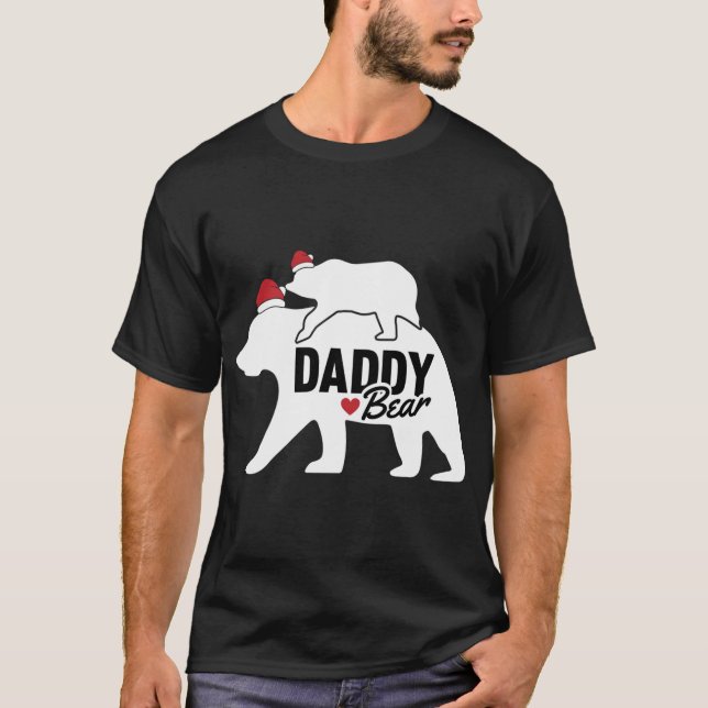 Camiseta Pai Urso Natal Pai X Mas Bonito Filha Filho (Frente)