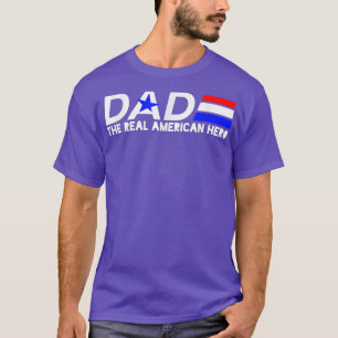 Camiseta Pai Vermelho Branco e Azul O Real Herói Americano