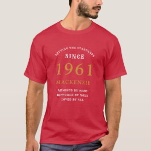 Camiseta Pai Vermelho Dourado personalizado 60º aniversár