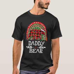Camiseta Pai Vermelho Urso Xadrez Natal Rainbow Pajama Matc