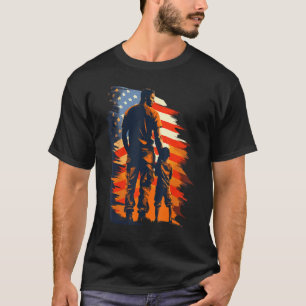 Camiseta Pai Veterano Masculino Com Filho Bandeira American