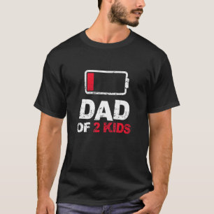 Camiseta Pai Vintage Pai de 2 filhos Bateria Fraca Dia dos