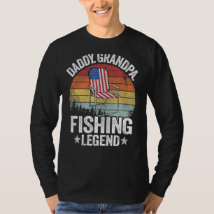 Camiseta Pai Vovô Pai de Legenda de Pesca American Fla