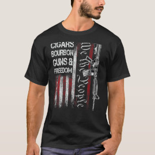 Camiseta Pai Vovô Us Flag Cigars Bourbon Guns Freedom (O