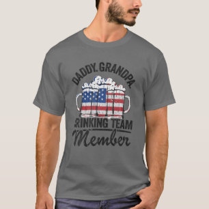 Camiseta Pai Vovô USA Bebendo Team Membro Pai 4T