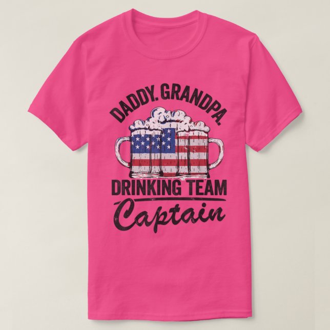 Camiseta Pai Vovô USA Equipe Bebendo Capitão Pai 4 (Frente do Design)