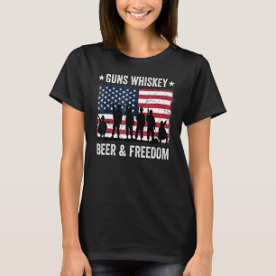 Camiseta Pai Vovô Veteran Us Flag Guns Whiskey Beer Free