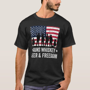 Camiseta Pai Vovô Veteran Us Flag Guns Whiskey Beer Free