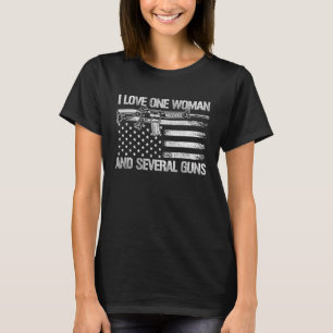 Camiseta Pai Vovô Veterano EUA Bandeira I Love One Woman &