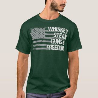 Camiseta Pai Vovô Veterano EUA Bandeira Whiskey Steak Armas