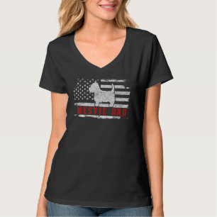 Camiseta Pai Westie Masculino Patriótico com Bandeira Ameri