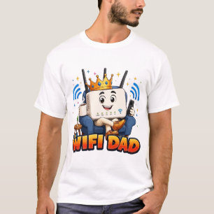 Camiseta Pai WIFI Personagem de Roteador Divertido