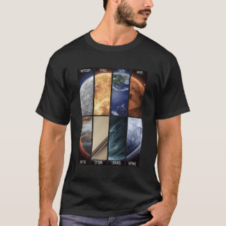 Camiseta Painéis Planetários do Sistema Solar Espacial