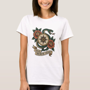 Camiseta Painel Bússola Rosa do Coração Verdadeira