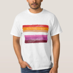 CAMISETA PAINEL DE BANDEIRA DE ORGULHO LESBIANO PINTADO
