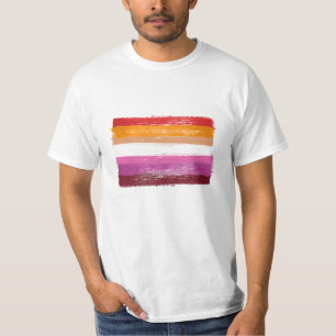 CAMISETA PAINEL DE BANDEIRA DE ORGULHO LESBIANO PINTADO