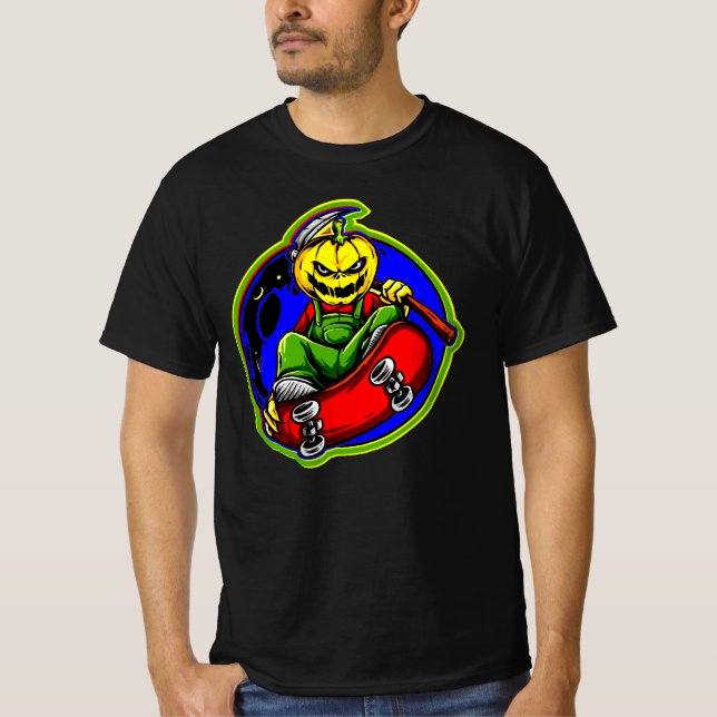 Camiseta Painel de Skateboard do Monstro da Cabeça de Bombi (Frente)
