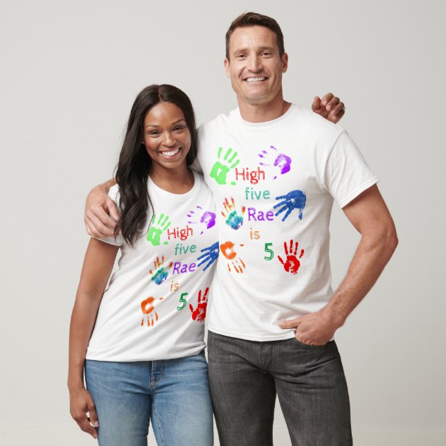Camiseta Paint Handprint Aniversário com Nome Personalizado (Unissex)