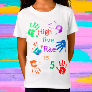Camiseta Paint Handprint Aniversário com Nome Personalizado