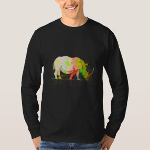 Camiseta Paint Splash Realista Selvagem Realista Rhino