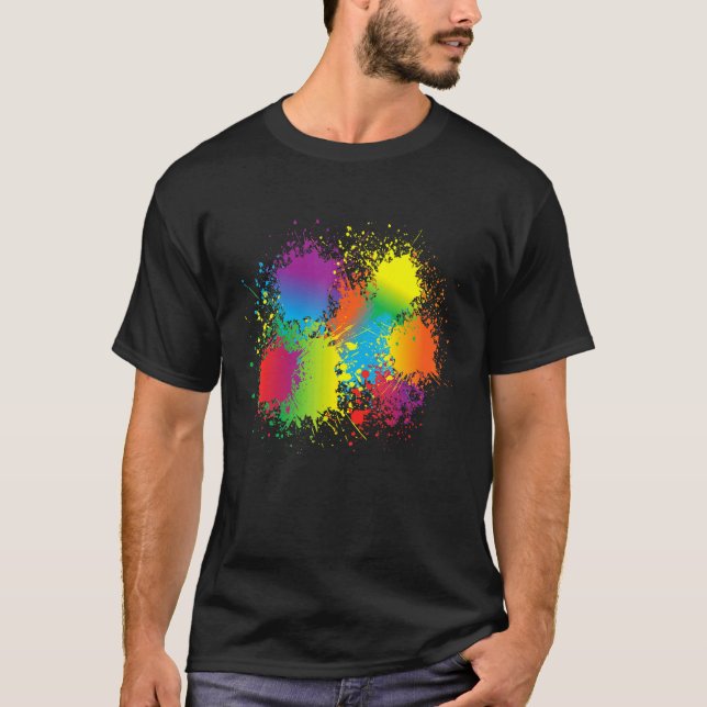 Camiseta Paint Splatter Artist Painter Faz Splash Aniversár (Frente)