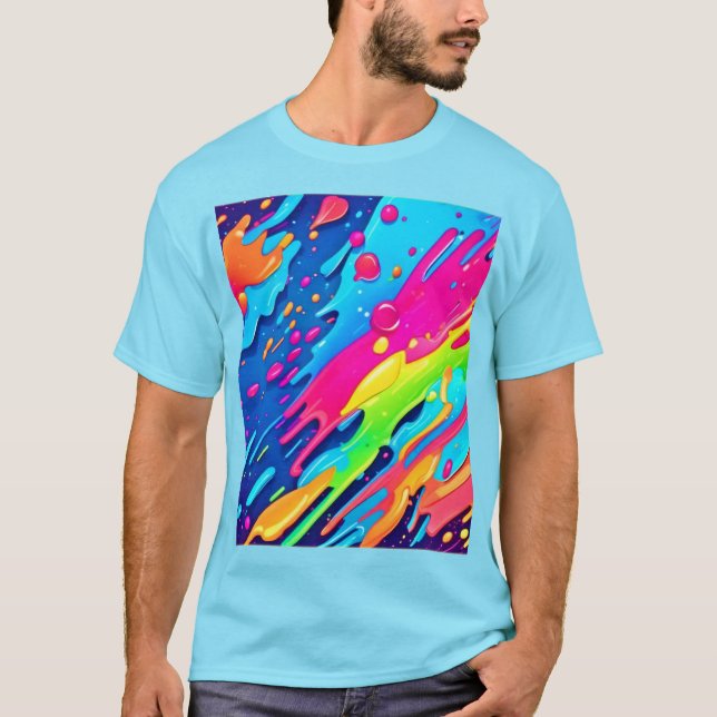 Camiseta Paint Splatter colorido (Frente)