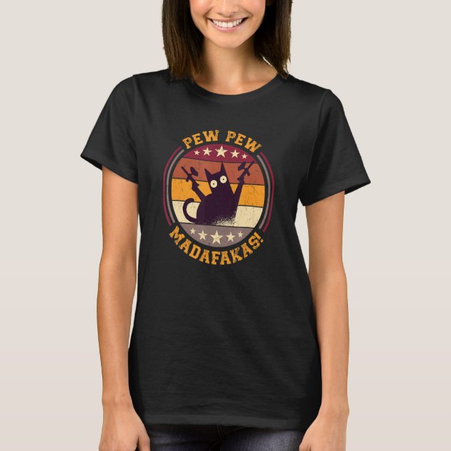 Camiseta Paintball Cat Pew Pew Madafakas Crazy Cat Paintba (Frente)