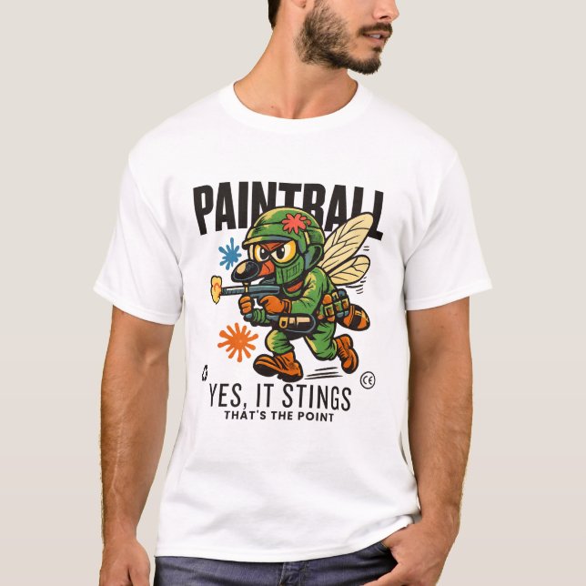 Camiseta Paintball: dói, esse é o objetivo (Frente)