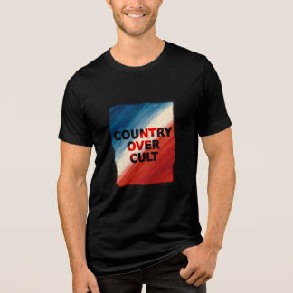 Camiseta País Acima do Culto – Faixas de Pintura Patriótica