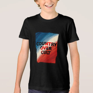 Camiseta País Acima do Culto – Faixas de Pintura Patriótica